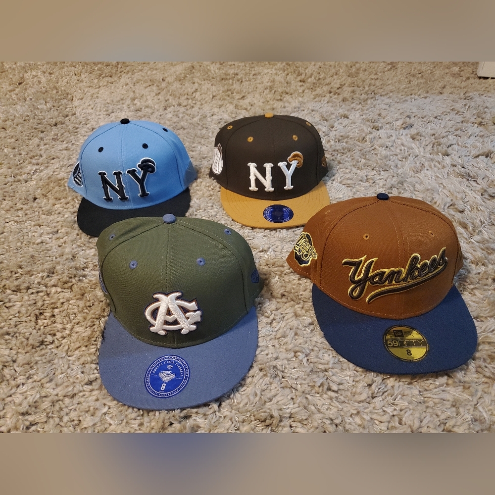 4 new fitted hats size 8